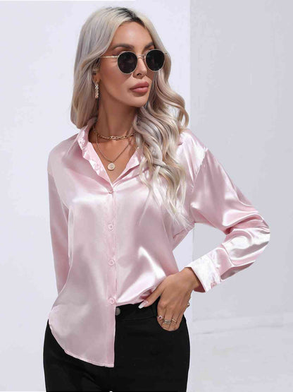 Classy Collared Neck Buttoned Long Sleeve Shirt