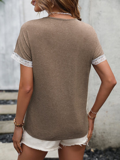 Contrast Round Neck Short Sleeve Tee