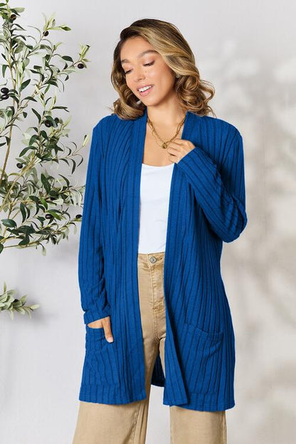 Basic Bae Ribbed Cardigan with Pockets