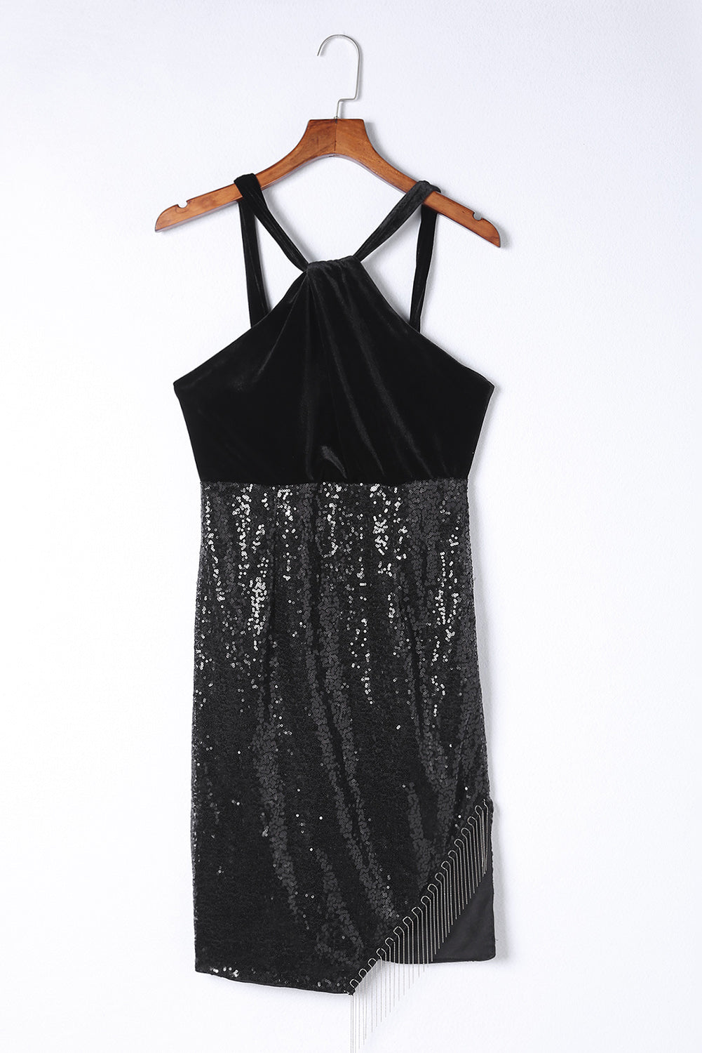 Women's Sequin Fringe Detail Sleeveless Dress