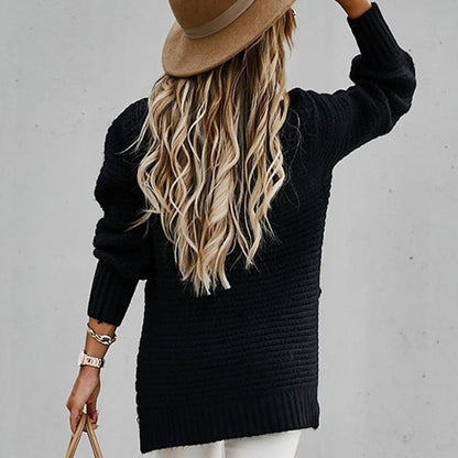 High Neck Pullover Long Sleeve Coarse Knit Sweaters