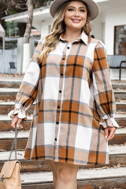 Ochre Plus Size Button Up Shirt Dress