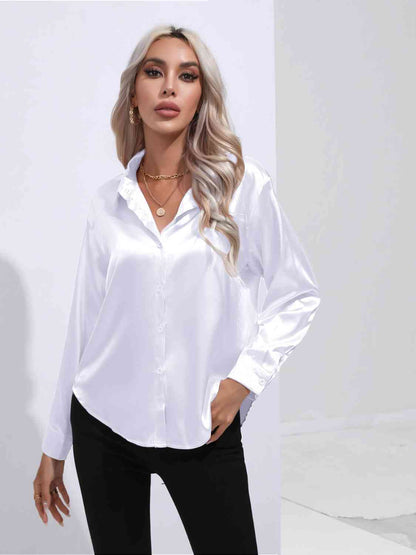 Classy Collared Neck Buttoned Long Sleeve Shirt