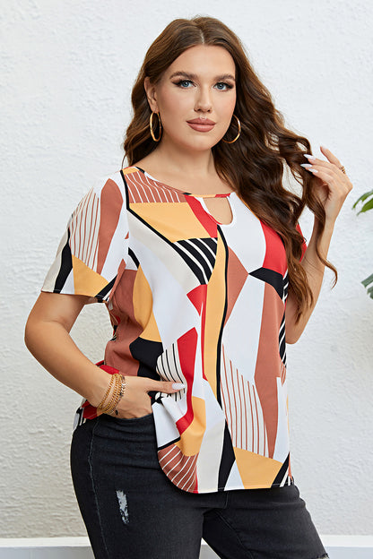 Curves in Elegance: Chic Plus Size Multicolor  Blouse