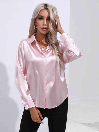 Classy Collared Neck Buttoned Long Sleeve Shirt