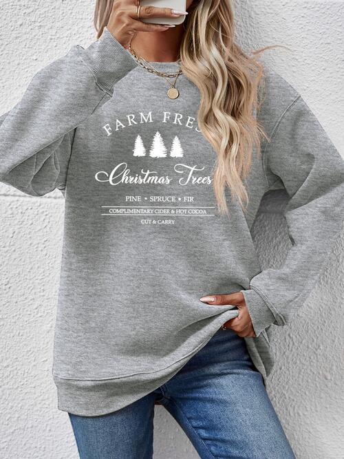 Graphic Round Neck Dropped Shoulder Sweatshirt