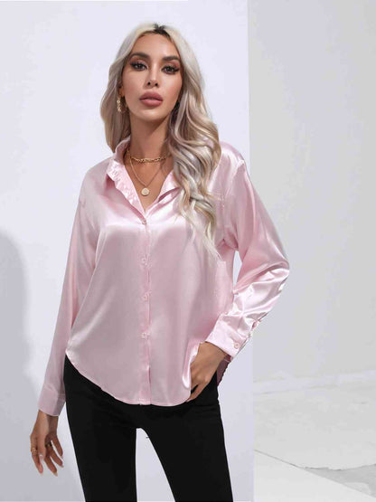 Classy Collared Neck Buttoned Long Sleeve Shirt