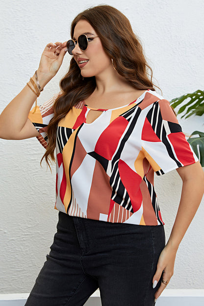 Curves in Elegance: Chic Plus Size Multicolor  Blouse