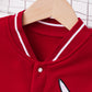 Deep Red Unicorn Graphic Long Sleeve Varsity Jacket