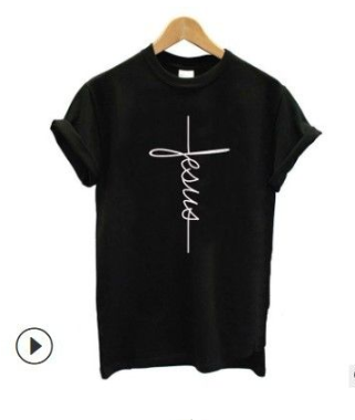 Plus Size Women's Vertical Cross Religious  T-shirt