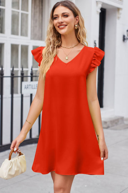 Ruffled V-Neck Dress