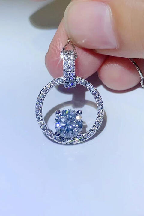 Moissanite 925 Diamond Circle S S Necklace