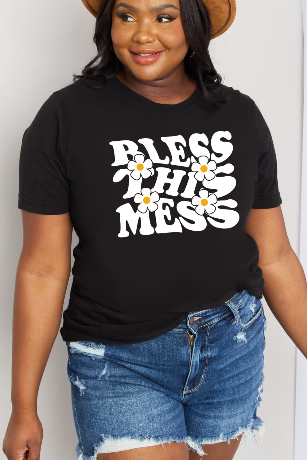 Simply Love Full Size BLESS THIS MESS Graphic Cotton Tee