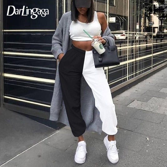 Darlingaga Women's Streetwear Patchwork Sweatpants