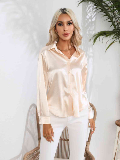 Classy Collared Neck Buttoned Long Sleeve Shirt