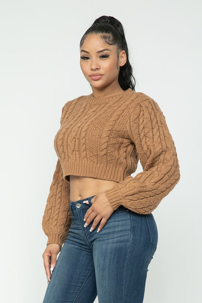 Mocha Cable Pullover Top