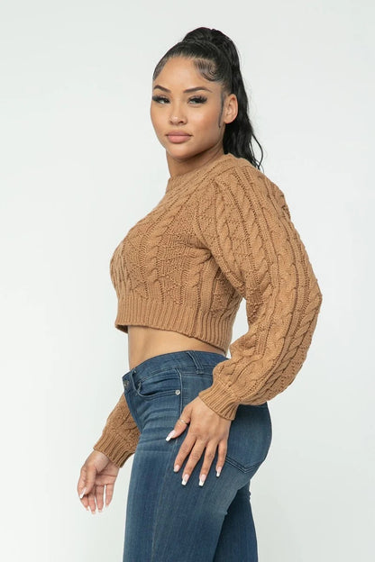 Mocha Cable Pullover Top