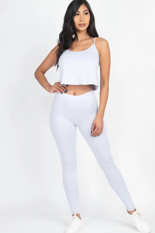 Women's Grey Cami Top And Leggings Set