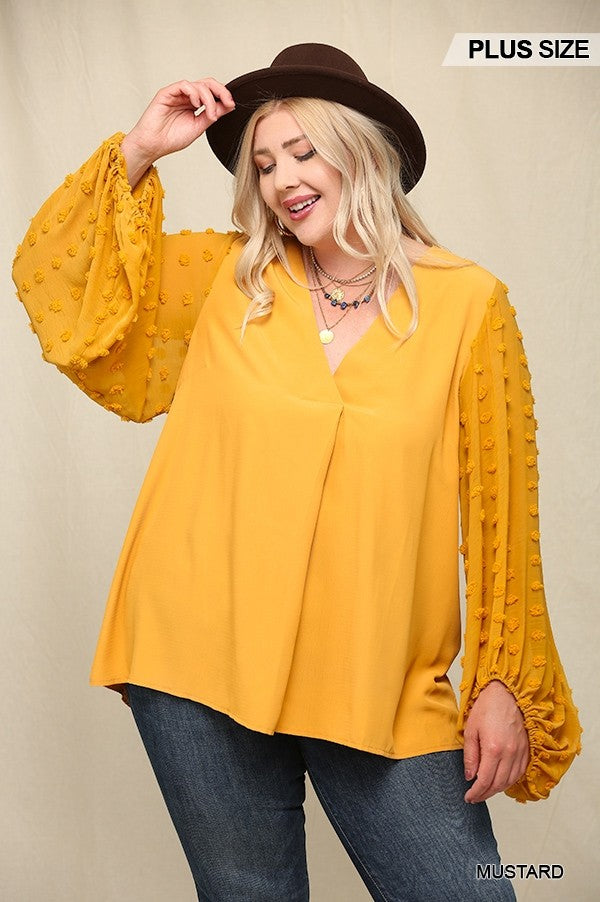 Plus Size Woven And Textured Chiffon Top