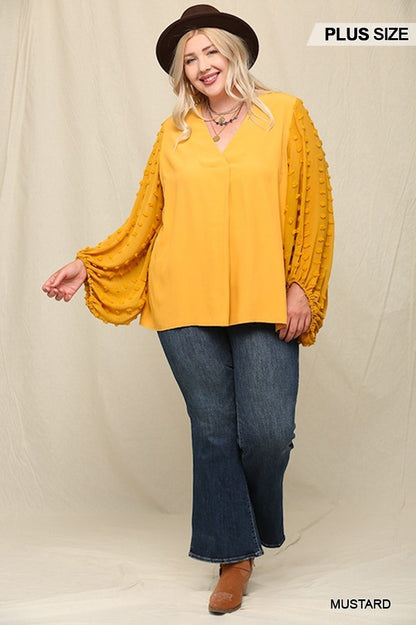 Plus Size Woven And Textured Chiffon Top