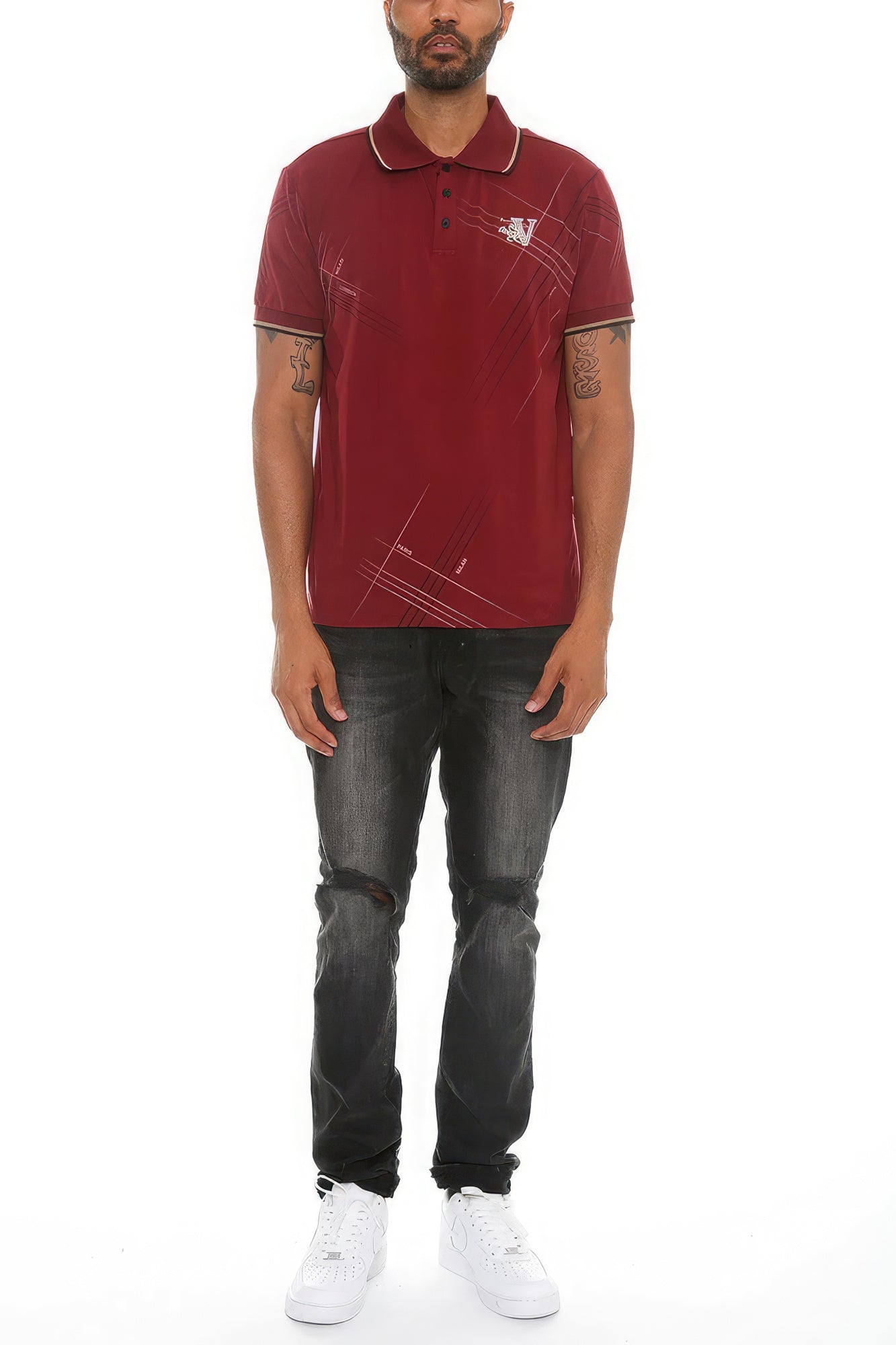 Burgundy Version Couture Polo Button Down Shirt