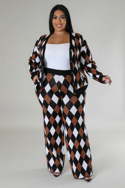 Plus Size Long Sleeves Stretch Pant Set