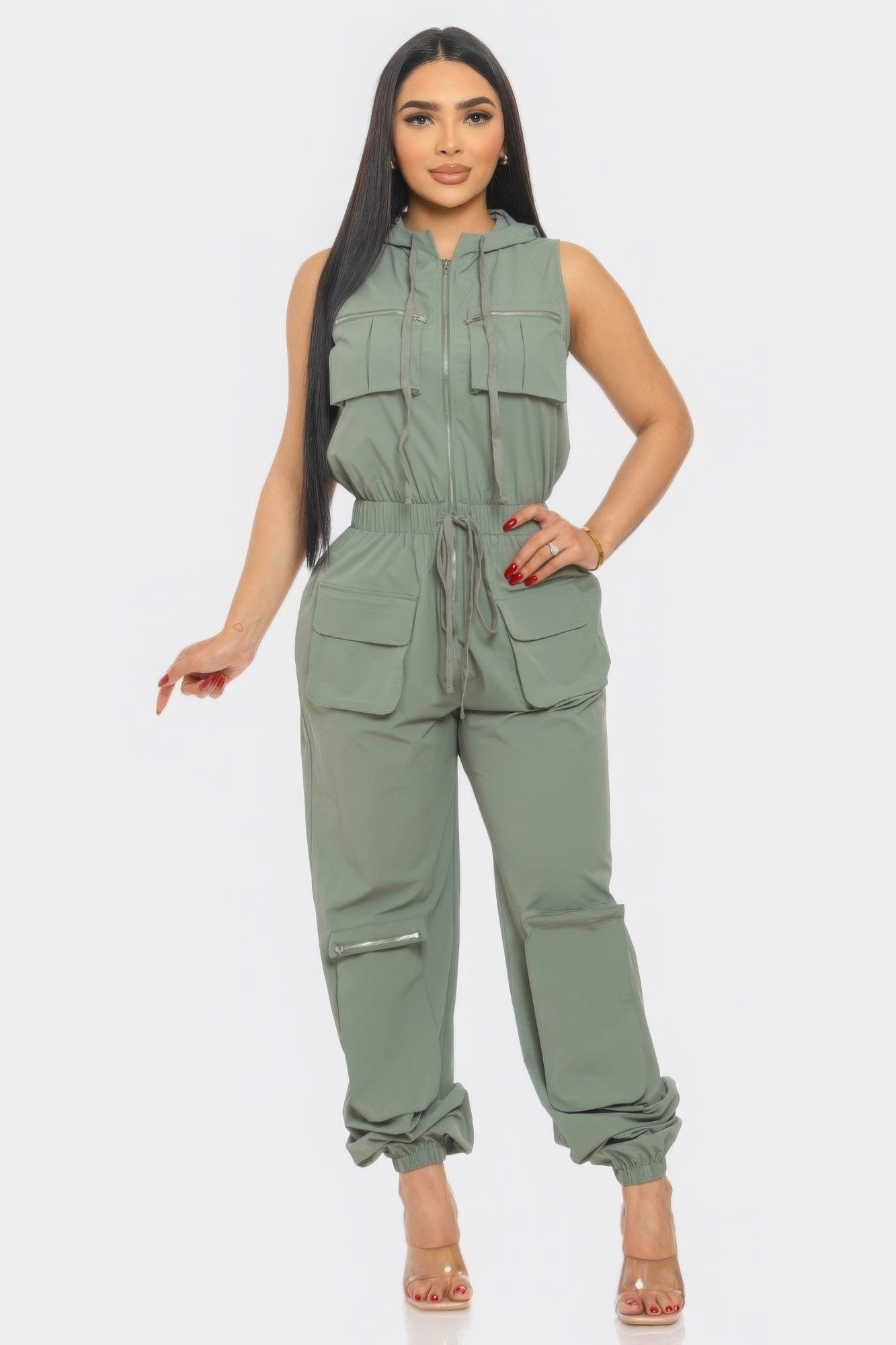 Gray Cargo Jumpsuit