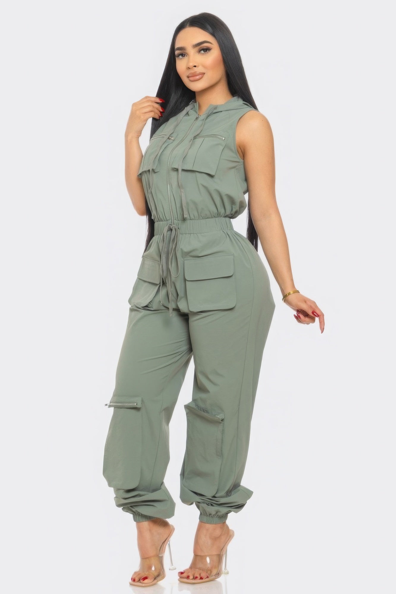 Gray Cargo Jumpsuit