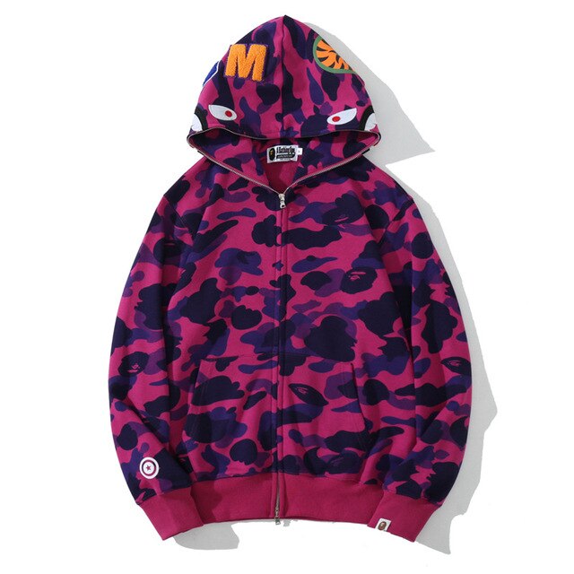 Kids/ Youth Anime Hoodie Shark Camo Full Zip