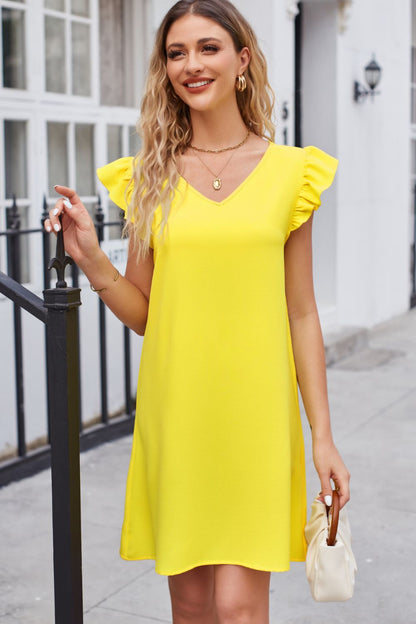 Ruffled V-Neck Dress