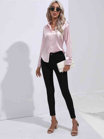 Classy Collared Neck Buttoned Long Sleeve Shirt