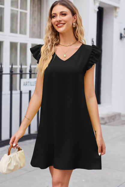 Ruffled V-Neck Dress