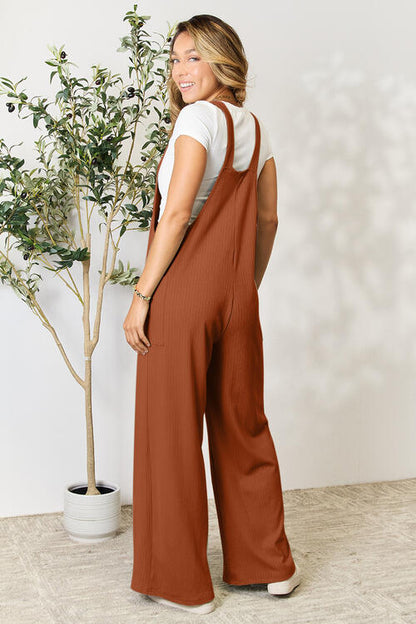 Double Take Wide Strap Overall with Pockets