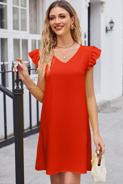 Ruffled V-Neck Dress