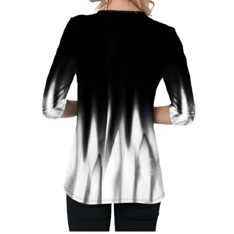 3D Gradient Print Cross Women's  Plus Size Shirt