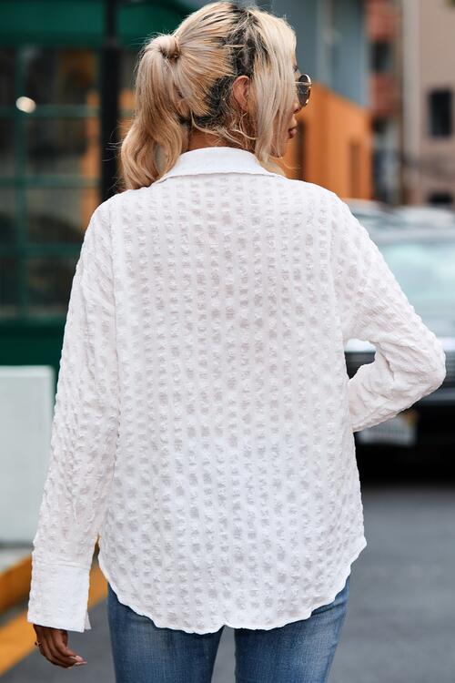 Textured Button Up Shirt with Pocket