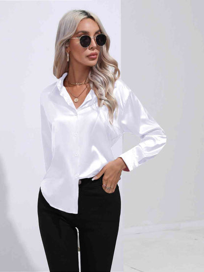 Classy Collared Neck Buttoned Long Sleeve Shirt