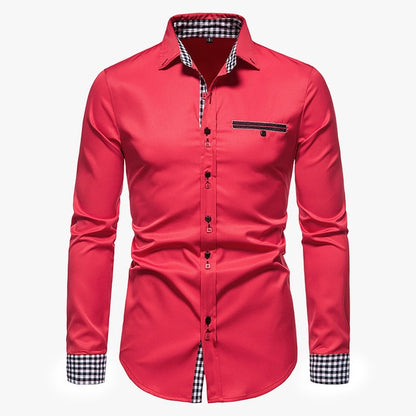 Plaid Patchwork Formal Shirts for Men