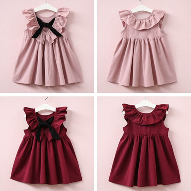 Baby Girls Summer Bowknot Short Mini Vest Dress