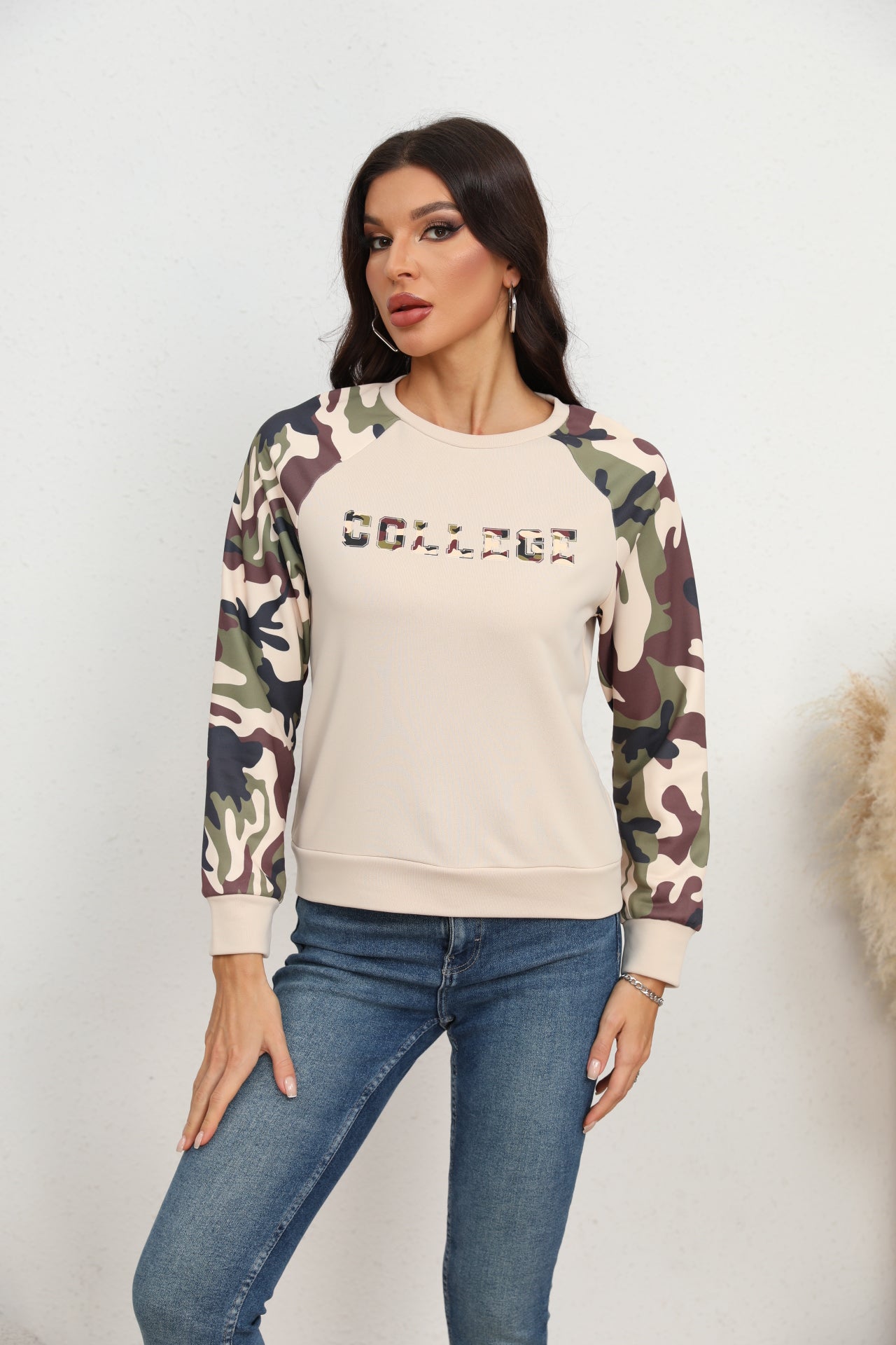 Camouflage Raglan Sleeve Sweatshirt - Rochelle's House LLC