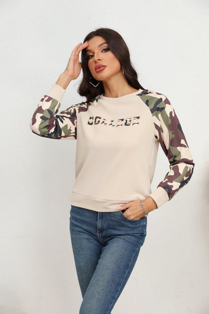 Camouflage Raglan Sleeve Sweatshirt - Rochelle's House LLC