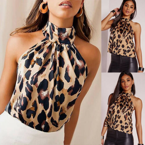 Women's Summer Sexy Leopard Print Sleeveless Blouse