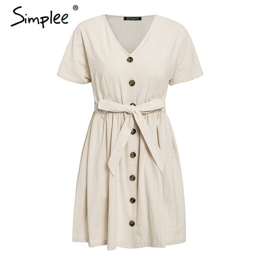 Short V-neck Summer Women's Casual Dress