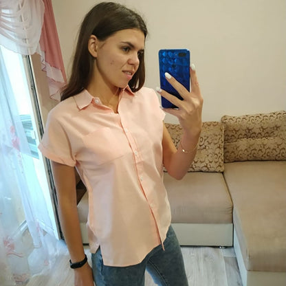 Women's Summer Casual Blouse with turn down collar