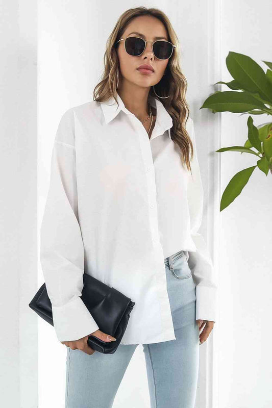 Dropped Shoulder Longline Shirt - Rochelle's House LLC