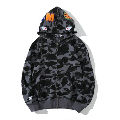 Kids/ Youth Anime Hoodie Shark Camo Full Zip