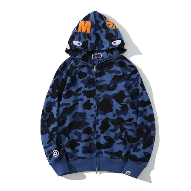 Kids/ Youth Anime Hoodie Shark Camo Full Zip