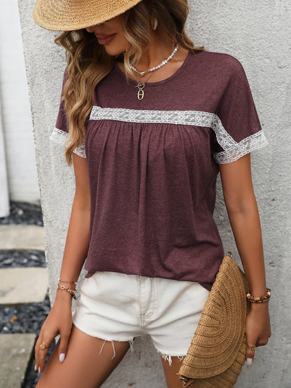 Contrast Round Neck Short Sleeve Tee