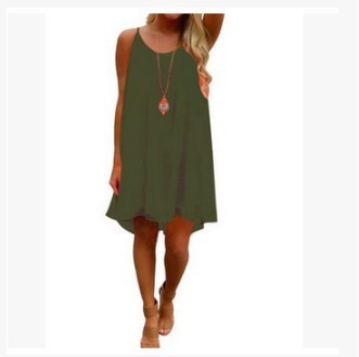 O neck spaghetti Strap plus size loose dress