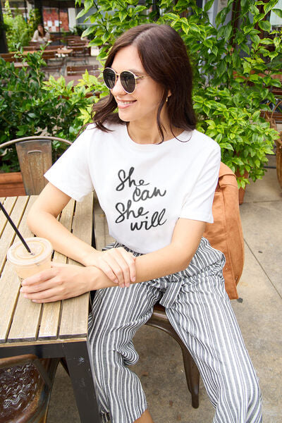 Simply Love SHE CAN SHE WILL Short Sleeve T-Shirt